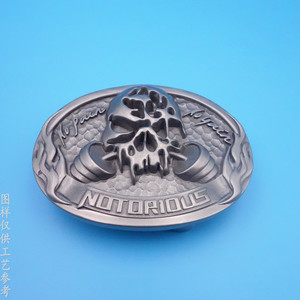 Hebilla de cinturón retro de acero inoxidable con calavera, hebilla de placa vintage en relieve 3D para ropa deportiva - Product Image 2