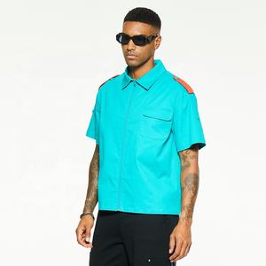 Polo da <span class=keywords><strong>uomo</strong></span> con Logo personalizzabile personale a manica corta con cerniera <span class=keywords><strong>turchese</strong></span> di alta qualità - Product Image 6