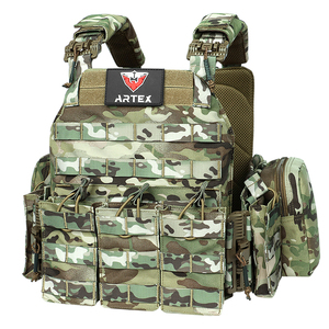 Gilet tactique porte-plaques Multicam avec système MOLLE et boucles à dégagement rapide – Comprend des pochettes pour chargeurs ; Convient pour le transport - Product Image 2