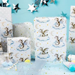Dragon Wrapping Paper 17 Inch X 16.5 Feet Eco Friendly Single Side Craft Paper Baby Shower First Birthday Gift <b>Wrap</b> - Product Image 6