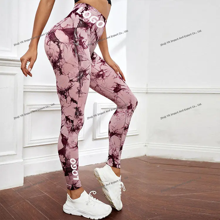 Groothandel In Voorraad Grote Stretch Hoge Taille Yoga Fitness Broek Tie Dye Marmer Zachte Naadloze Scrunch Butt Yoga Leggings Voor vrouw