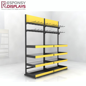 Estante de exhibición de muestra de piso de metal de supermercado, producto de madera elegante para escaparate - Product Image 3