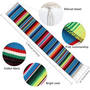 14X84 pulgadas Cinco De Mayo Celebración Serape mexicano Corredores Decoraciones de fiesta para boda Fiesta Mesa Vajilla Decoraciones - Product Image 6