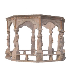 Gazebo de mármol para decoración de jardín, nuevo diseño, con estatuas, pérgola, con <span class=keywords><strong>escultura</strong></span> <span class=keywords><strong>romana</strong></span> femenina - Product Image 3