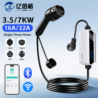 Chargeur EV portable F8L LED TYPE2/GBT 3,5 kW 16A WiFi, contrôle par application, contrôle de la température, bleu CEE, avec support et sac de transport