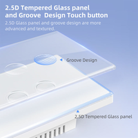 Interrupteur mural tactile intelligent WiFi LangYeao Tuya en verre concave 2.5D 10A 1/2/3/4 gangs, télécommande Google Alexa US avec fil neutre
