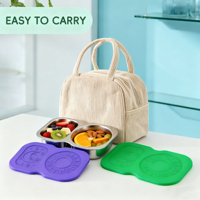 304 conteneurs à collations en acier inoxydable couvercles en silicone réutilisables 2 compartiments stockage des aliments boîtes à lunch empilables pour l'école de bureau