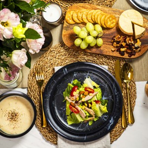 Ensemble de vaisselle en mélamine noire écologique de 12 pièces pour la maison et le restaurant chinois utilisent des assiettes élégantes et durables - Product Image 5