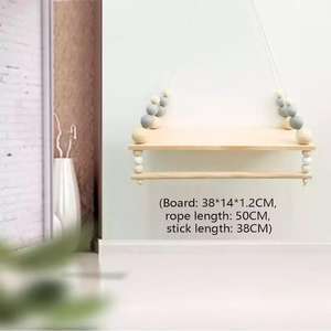 لوح سقالة مستصلحة من JUNJI ، ديكور حائط صغير ريفي بحبل من القنب معلق للتخزين المنزلي - Product Image 3