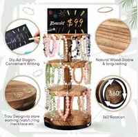 Étagère d'arbre à bijoux ronde en bois à un étage rotative à 360 ° personnalisée Organisateur de maison pour l'affichage des bracelets et des outils