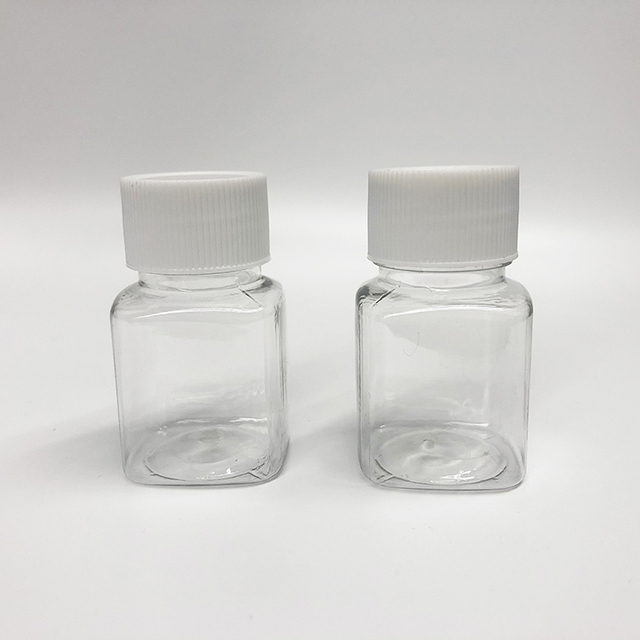 Empty Plastic 30g 1oz clear square Bottle for Packaging Capsules Pills Medicines Samples, 30ml Liquid Bottle Vial Container