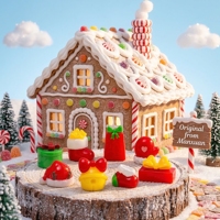 Maisons miniatures de Noël en résine en gros, maisons enneigées et accessoires miniatures pour décorations de Noël de maison de poupée