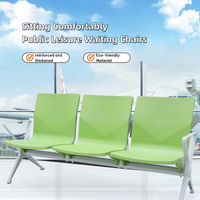 Chaise d'attente hospitalière 3 places, banc d'attente robuste en PU pour cliniques et hôpitaux