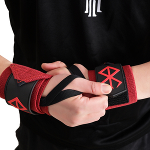 สายรัดข้อมือสีแดงพร้อมโลโก้แบบกำหนดเอง สายรัดข้อมือสำหรับออกกำลังกาย ฟิตเนส สายรัดข้อมือยกน้ำหนักสำหรับเพาะกาย - Product Image 4