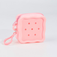 Porte-monnaie carré en silicone avec trous, mignon, pour enfants, mini sac carré portable, pochette de rangement pour écouteurs