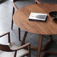 Ensemble de table à manger en bois de caoutchouc couleur noyer moderne avec 4 chaises Hiroshima douces, meubles de restaurant ronds, usage domestique