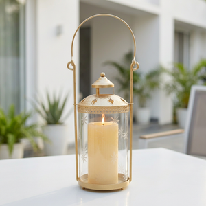 Portavelas de Metal y Vidrio con Forma Redonda, Estilo Chimenea, Último Modelo 2026, para Decoración de Festivales y Eventos - Product Image 1