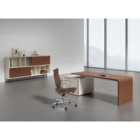 Mobilier de bureau moderne et modulaire de luxe Table de travail en bois Bureau de direction tournant en forme de L avec armoire latérale