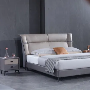 Populal Nordic simples estilo de moldura de madeira sólida mobília do quarto de cama mesa de cabeceira cômoda frame da cama de couro camas de plataforma