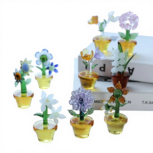 Ornement <span class=keywords><strong>de</strong></span> fleur <span class=keywords><strong>de</strong></span> tournesol en verre soufflé artisanal <span class=keywords><strong>de</strong></span> <span class=keywords><strong>la</strong></span> marque LONGXIN pour console centrale <span class=keywords><strong>de</strong></span> voiture - Artisanat en verre - Product Image 4