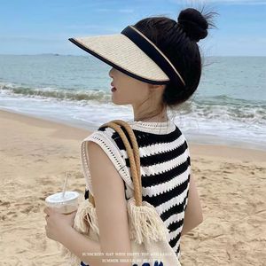 Visière de plage tendance pour <span class=keywords><strong>femme</strong></span> SYH1332 avec logo personnalisé, protection UV réglable, <span class=keywords><strong>chapeau</strong></span> à visière vide pour les voyages décontractés - Product Image 5