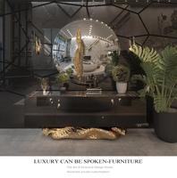 Meubles de cuisine de luxe, design simple, armoires centrales, buffets décoratifs noirs et dorés pour le salon