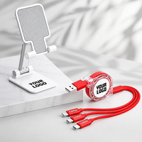 Câble de charge rétractable avec logo personnalisé, câble USB 3 en 1 pour événement promotionnel, cadeau d'entreprise, câble USB personnalisé