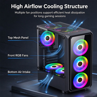 Boîtier d'ordinateur de jeu de taille moyenne avec panneau latéral en verre trempé, compatible ATX, Micro ATX, ITX, châssis de PC de bureau avec prise en charge des ventilateurs RGB