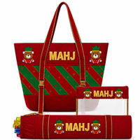 Nouvel Arrivage Sac de Voyage Portable Trois Pièces pour Mahjong, Motif Ours de Noël, Sac de Rangement pour Accessoires de Mahjong, Utilisation Extérieure