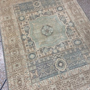 Alfombra Persa Anudada a Mano con Diseño de Medallón, de Lana y Poliéster, Rectangular, para Sala de Estar, con Base Antideslizante de Goma - Product Image 2