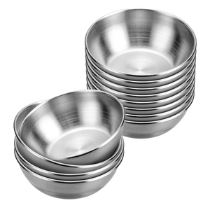 Platos y tazones pequeños apilables de acero inoxidable pulido de 3.2 pulgadas y 4 oz con diseño de plantas para fiestas y salsas. - Product Image 1