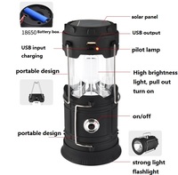 Lanterne LED portable à énergie solaire en ABS, lanterne de camping, étanche, rechargeable par USB, lumière d'urgence pour le jardin