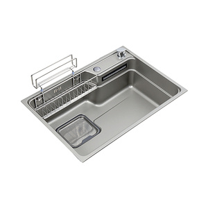 Évier de cuisine Volcanic Nano Silver Rain 680x480mm, avec robinet de pluie simple à bec unique, en acier inoxydable SUS304, robinet inclus - Product Image 1