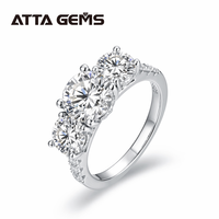 Nouvelle arrivée 3 pierres 925 argent Sterling Moissanite diamant bague de fiançailles pour les femmes avec Halo Moissanite bague