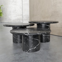 Table basse en marbre du designer Nero Marquina Meubles en pierre noire faits à la main sur mesure