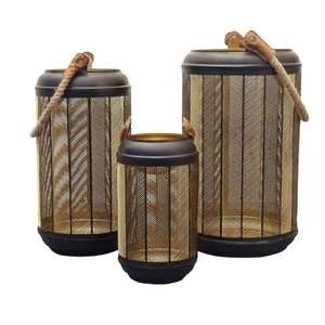 Juego de Diseño de Moda de dos linternas de vela con mango de cuerda de trabajo de corte para decoraciones para el hogar y la fiesta de bodas o festividades de Navidad - Product Image 3