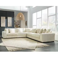 Canapé modulaire d'angle PZCN HOME Cloud, ensemble de canapés de luxe 5 pièces en tissu velours côtelé gris, canapé modulaire moderne avec chaise longue