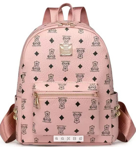 Custom Logo Design Large Capacity PU Leather Waterproof <b>Ladies</b> Luxury Men Women's Casual <b>Backpacks</b> - Product Image 6
