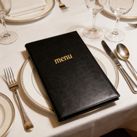Menu de restaurant sécurisé avec une couverture en bande de résistance, estampage à chaud du logo et porte-menus de café