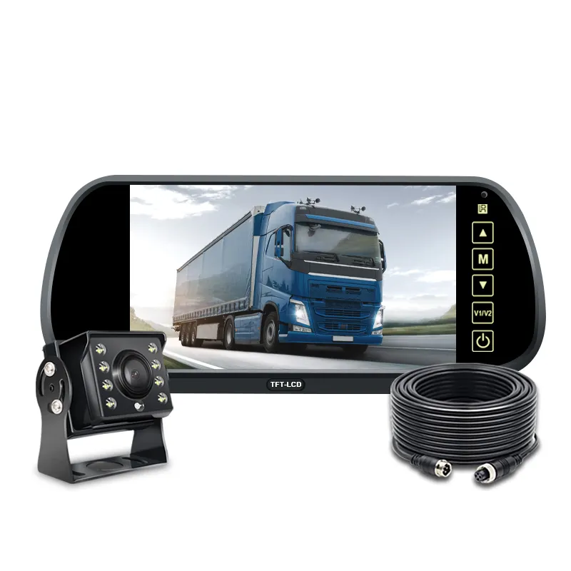 Ccenten monitor de espelho retrovisor de 7 polegadas, 8 infravermelhos, visão noturna, câmera retrovisor para caminhão, veículo, escola e ônibus