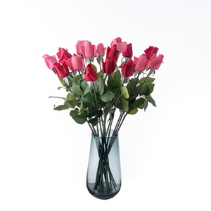 Bouquet de roses artificielles CallaFloral jaunes et blanches pour décoration intérieure, fausses fleurs en tissu tressé, branche unique - Product Image 5