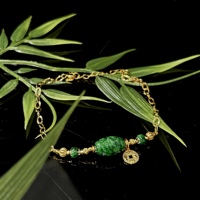 Bracelet en jadéite birmane naturelle de qualité A, Lu Lu Tong, bracelet en jadéite verte de haute qualité, bracelet sculpté en jadéite pour femmes, cadeau en jadéite (avec NGTC)