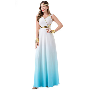 Greek Goddess <b>Dress</b> Women White <b>Blue</b> <b>Ombre</b> Costume Halloween Cosplay Party Outfit Stage Performance Fancy <b>Dress</b> - Product Image 3