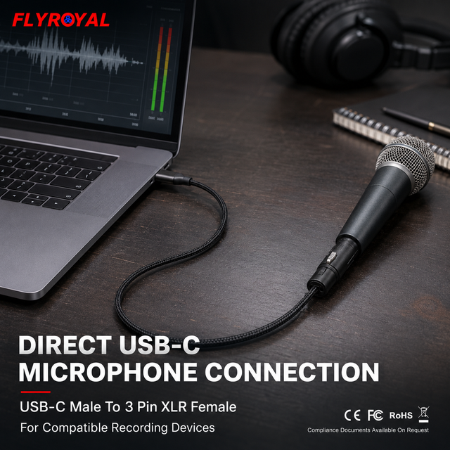 Audio XLR to Type C Cable USB C Male to 3 Pin XLR Female Microphone Cord for Computer Recording Custom Length OEM ODM