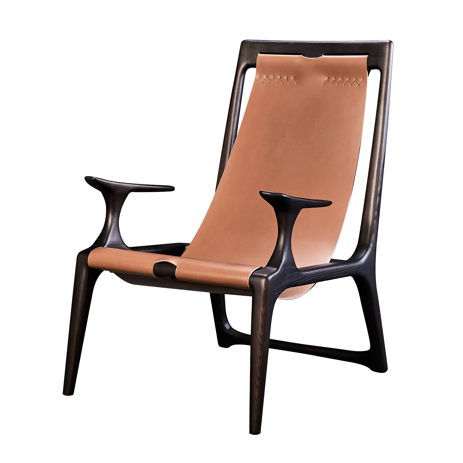 Sillón de cuero para exteriores, sillón de madera antiguo para ocio, silla Wishbone