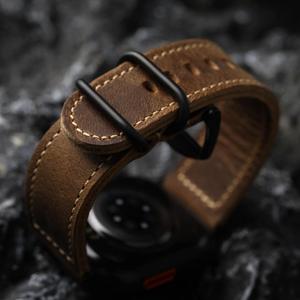 Bracelet en cuir véritable de haute qualité pour Apple Watch Ultra 49MM 45mm 46mm, design rétro pour homme avec boucle à ardillon, bracelet de montre léger - Product Image 5