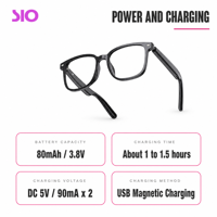 Lunettes Audio Intelligentes 5.4 à Oreille Libre, Lunettes de Soleil Musicales à Double Commande Tactile, Verres Transparents, Chargement Magnétique USB