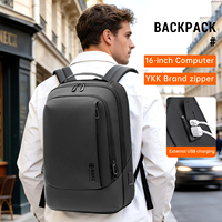 Sac à dos unisexe grand format pour ordinateur portable 16 pouces en tissu Oxford, fermeture éclair, imperméable, en nylon, avec port de chargement USB et ceinture à coussin d'air, idéal pour les affaires