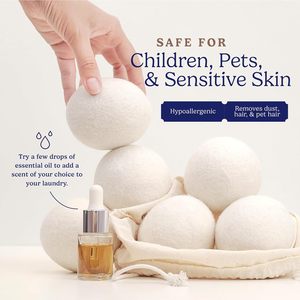 Boules <span class=keywords><strong>de</strong></span> séchage en <span class=keywords><strong>laine</strong></span> avec logo personnalisé pour la lessive, adoucissant naturel pour tissus, réduit les plis des vêtements, séchage plus rapide, respectueux <span class=keywords><strong>de</strong></span> l'environnement - Product Image 6