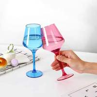 Verres à vin sans pied en plastique à motif rose orange colorés incassables pour Tritan verres à vin rouge en plastique colorés pour mariage